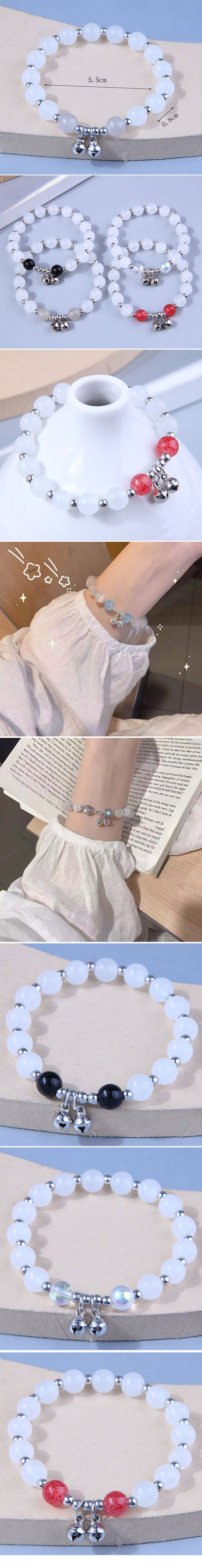 Fashion Round Glass Beaded Women's Bracelets 1 Piece