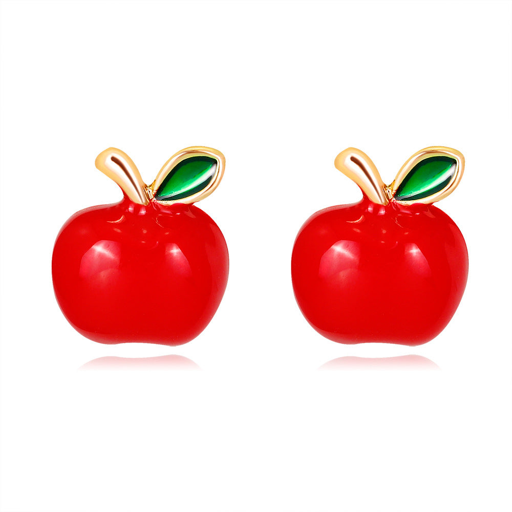 Fashion Apple Alloy Enamel Women's Ear Studs 1 Pair