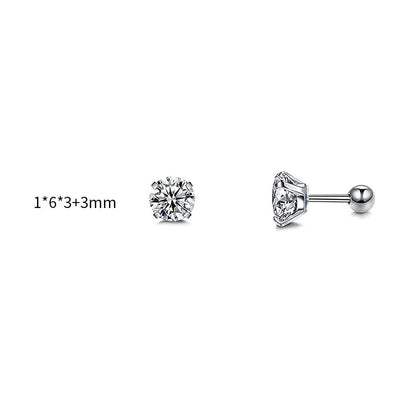 Fashion Round Metal Plating Zircon Women's Ear Studs 1 Piece