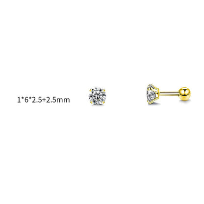 Fashion Round Metal Plating Zircon Women's Ear Studs 1 Piece