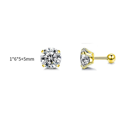 Fashion Round Metal Plating Zircon Women's Ear Studs 1 Piece