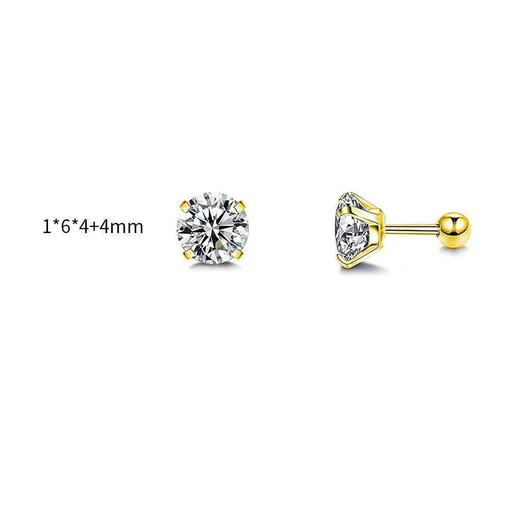 Fashion Round Metal Plating Zircon Women's Ear Studs 1 Piece