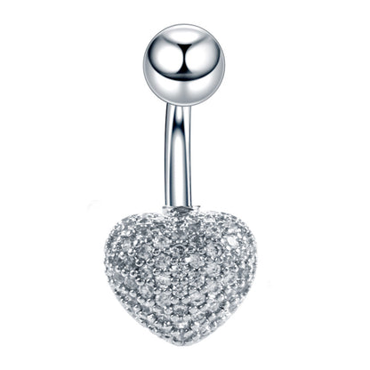 Fashion Star Heart Shape Butterfly Stainless Steel Inlay Zircon Belly Ring 1 Piece