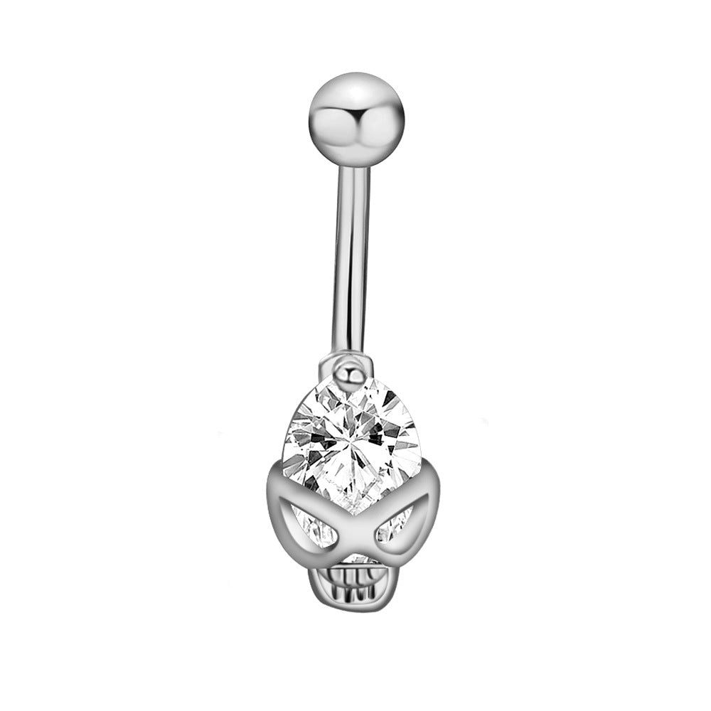 Fashion Star Heart Shape Butterfly Stainless Steel Inlay Zircon Belly Ring 1 Piece