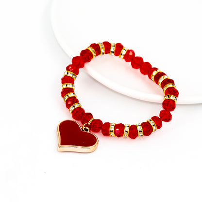 Vacation Round Heart Shape Artificial Crystal Alloy Gem Enamel Glass Women's Bracelets 1 Piece