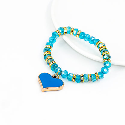 Vacation Round Heart Shape Artificial Crystal Alloy Gem Enamel Glass Women's Bracelets 1 Piece