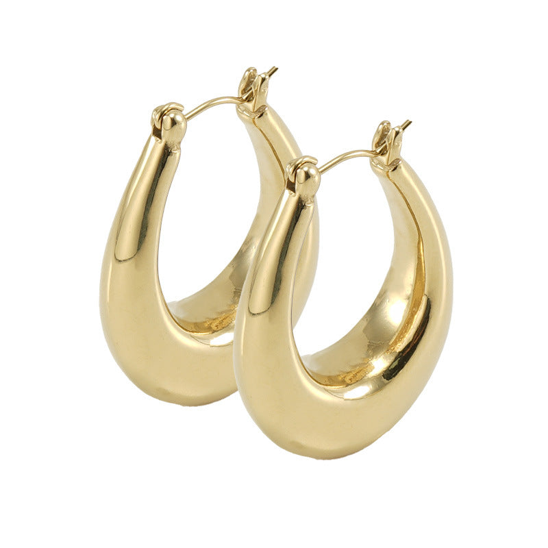 1 Pair Simple Style U Shape Polishing Stainless Steel Hoop Earrings