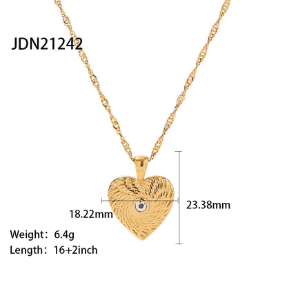 Modern Style Heart Shape Stainless Steel Plating Chain Pendant Necklace