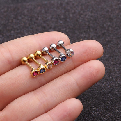 Simple Style Round Copper Inlay Zircon Ear Studs 1 Piece