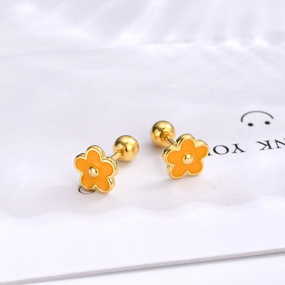 Simple Style Flower Silver Plating Ear Studs 1 Pair