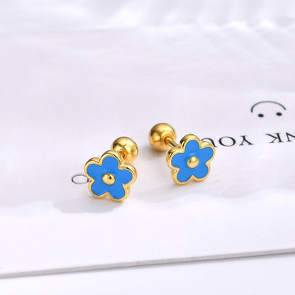 Simple Style Flower Silver Plating Ear Studs 1 Pair