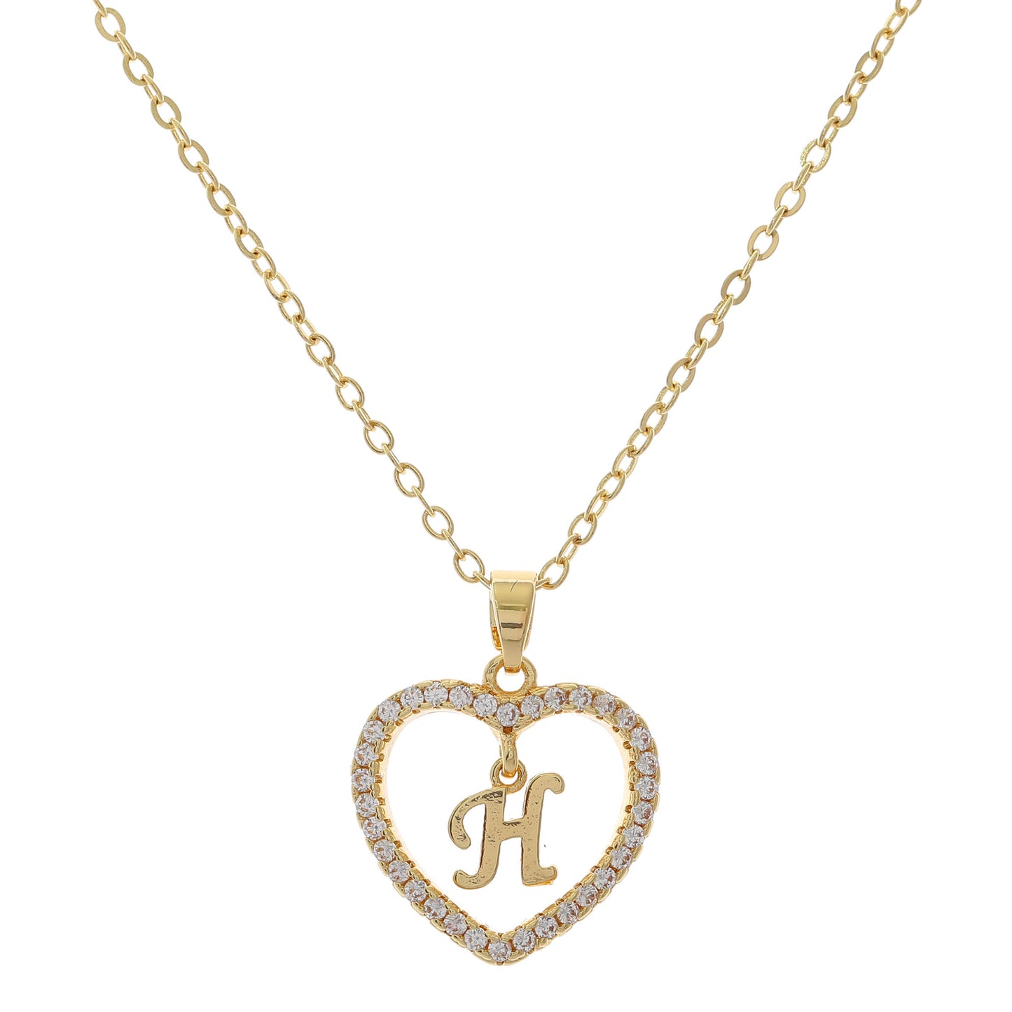 Simple Style Letter Heart Shape Alloy Inlay Zircon Women's Pendant Necklace