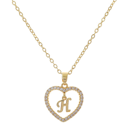 Simple Style Letter Heart Shape Alloy Inlay Zircon Women's Pendant Necklace