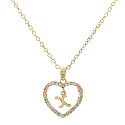 Simple Style Letter Heart Shape Alloy Inlay Zircon Women's Pendant Necklace