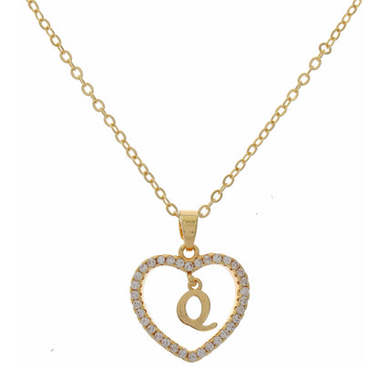 Simple Style Letter Heart Shape Alloy Inlay Zircon Women's Pendant Necklace