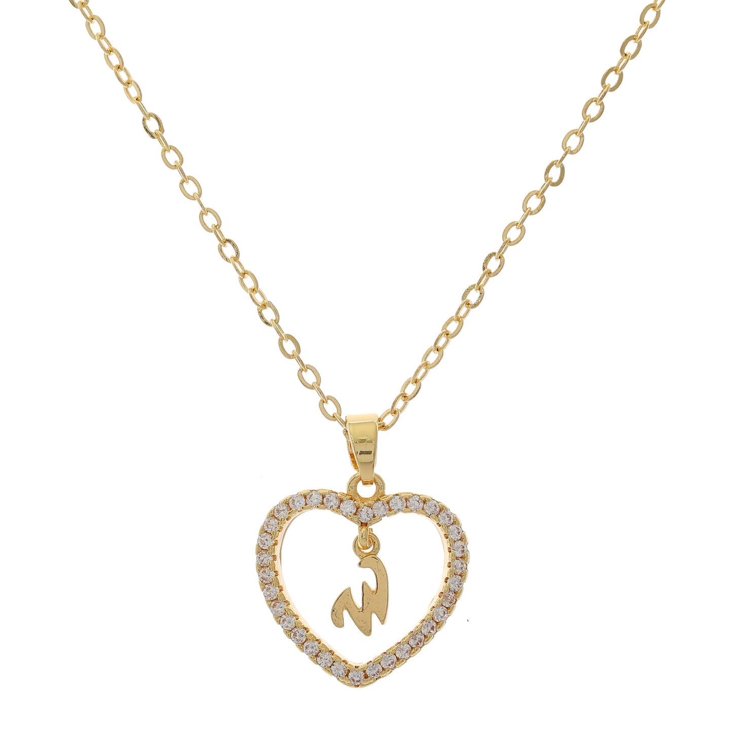 Simple Style Letter Heart Shape Alloy Inlay Zircon Women's Pendant Necklace