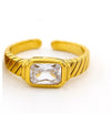 Fashion Geometric Stainless Steel Inlay Zircon Open Ring