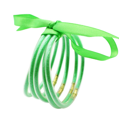 Fashion Circle Plastic Tube Ribbon Glitter Women's Bangle