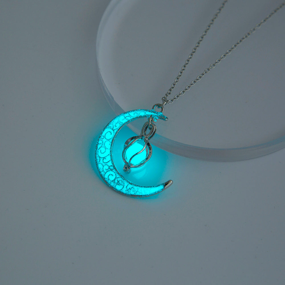 Shiny Geometric Moon Alloy Luminous Women's Men's Necklace 1 Piece