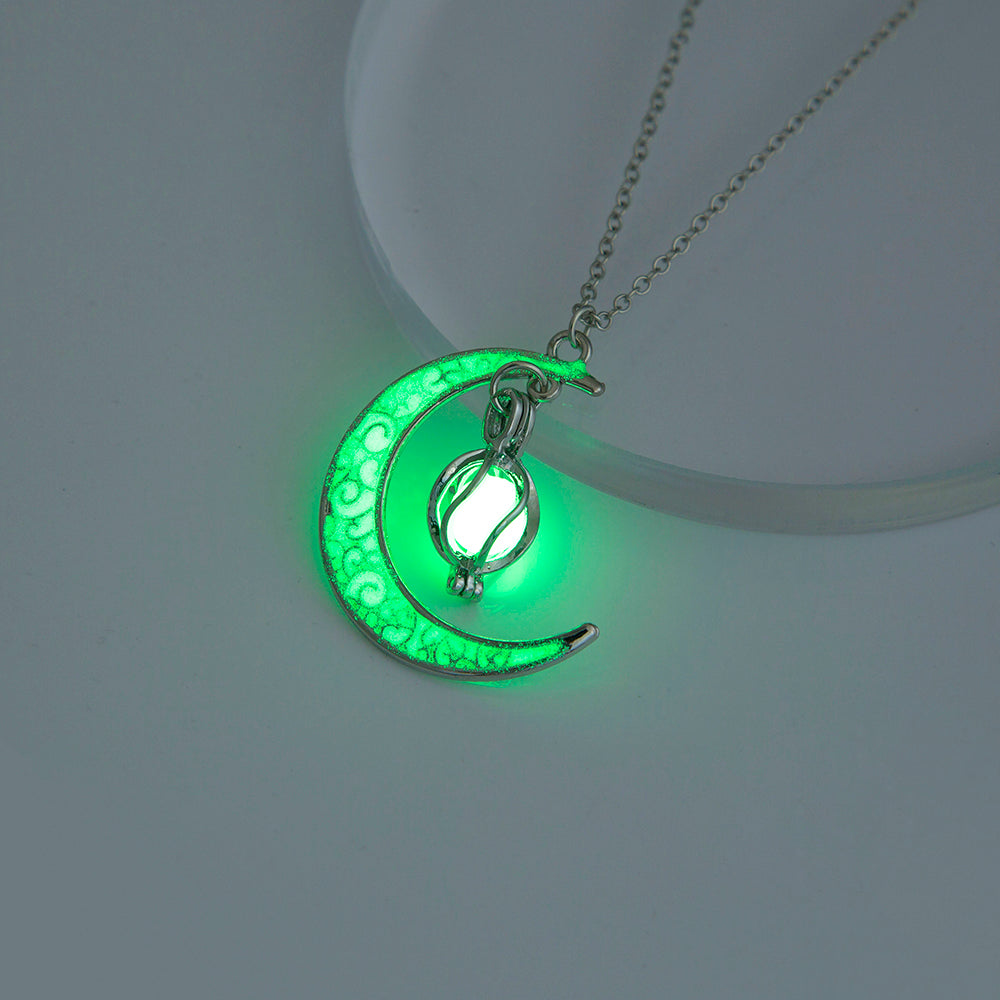 Shiny Geometric Moon Alloy Luminous Women's Men's Necklace 1 Piece