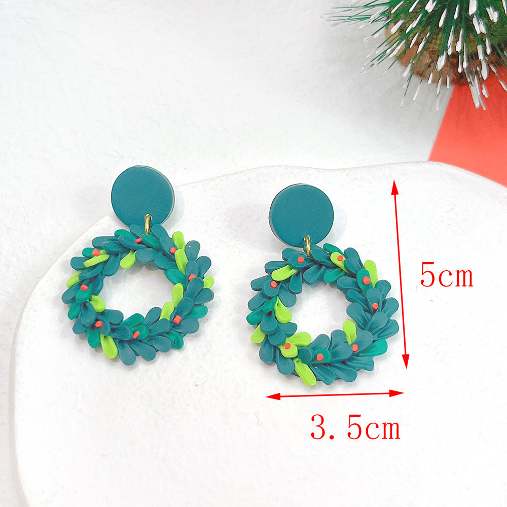 1 Pair Fashion Christmas Tree Star Soft Clay Drop Earrings