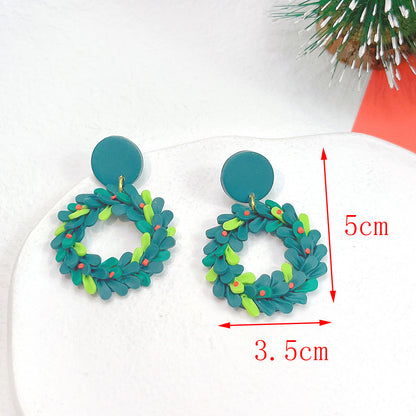 1 Pair Fashion Christmas Tree Star Soft Clay Drop Earrings