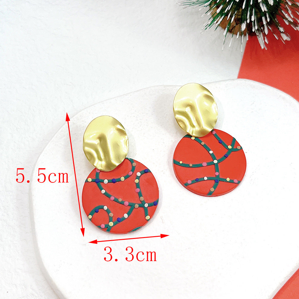 1 Pair Fashion Christmas Tree Star Soft Clay Drop Earrings