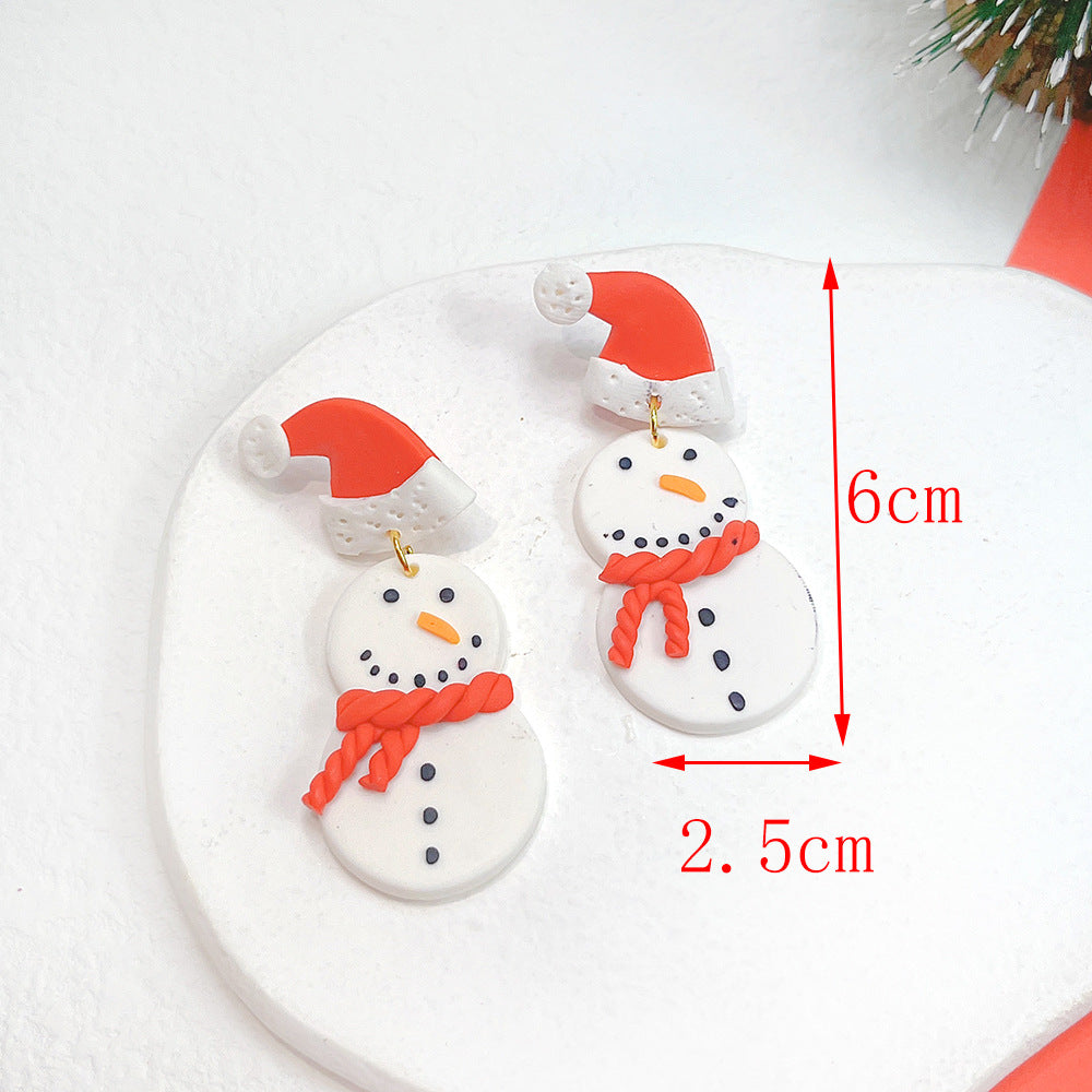 1 Pair Fashion Christmas Tree Star Soft Clay Drop Earrings