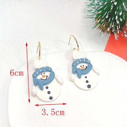 1 Pair Fashion Christmas Tree Star Soft Clay Drop Earrings