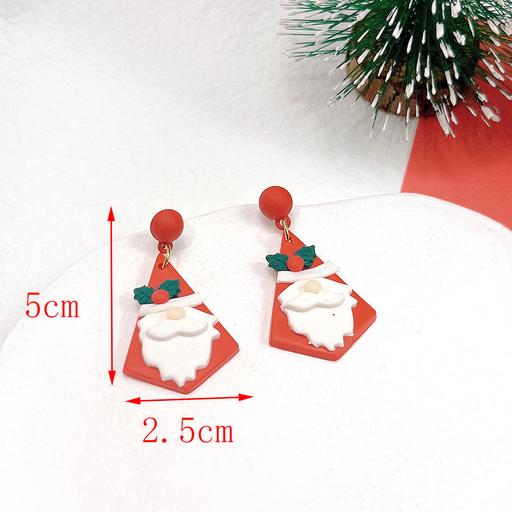 1 Pair Fashion Christmas Tree Star Soft Clay Drop Earrings