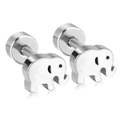 Cute Elephant Stainless Steel Ear Studs 1 Pair