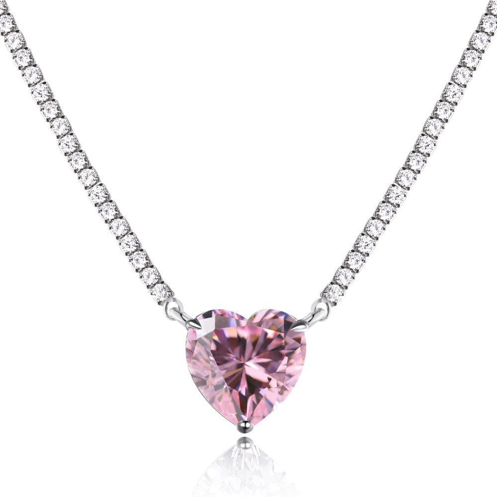 Sweet Heart Shape Sterling Silver Plating Zircon Pendant Necklace