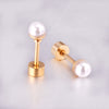 Fashion Geometric Stainless Steel Plating Pearl Ear Studs 1 Pair