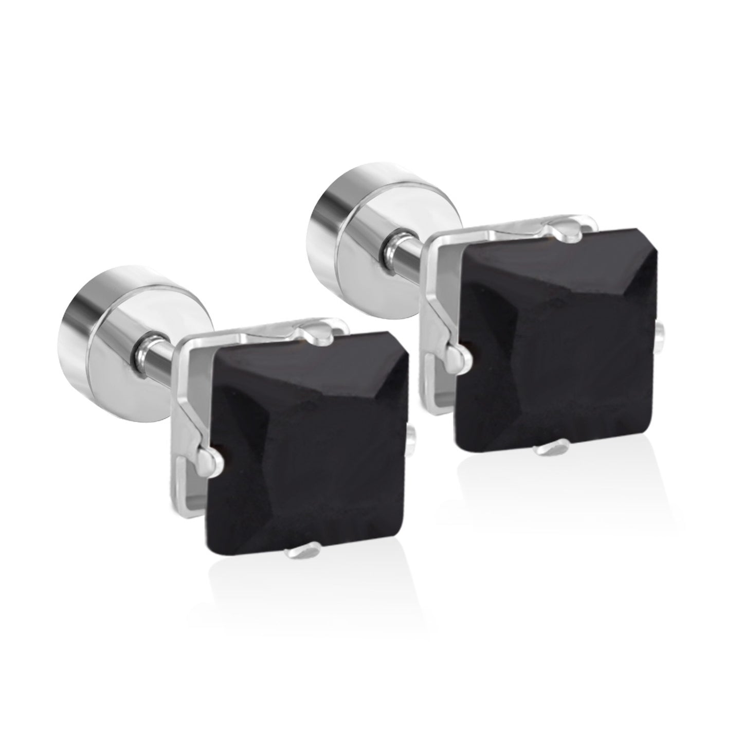 Simple Style Square Stainless Steel Rhinestone Ear Studs 1 Pair