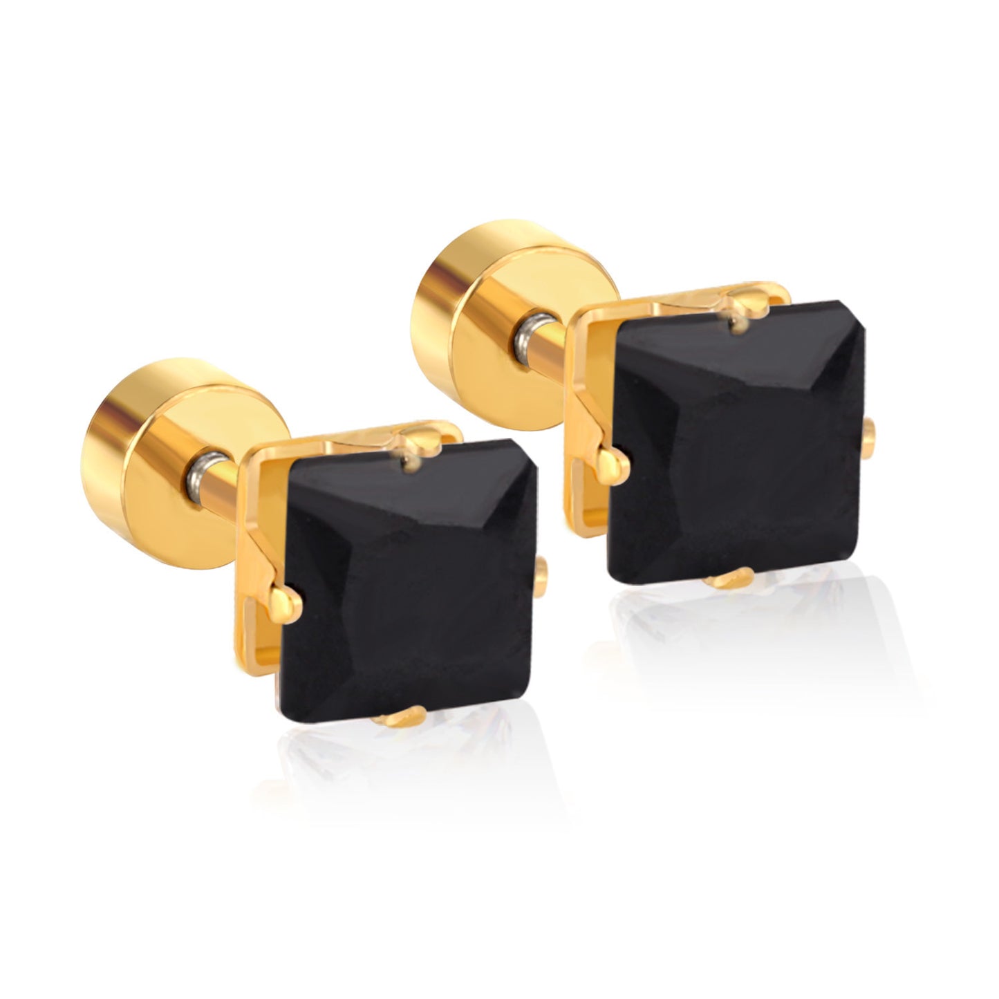 Simple Style Square Stainless Steel Rhinestone Ear Studs 1 Pair