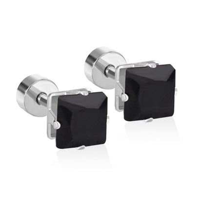 Simple Style Square Stainless Steel Rhinestone Ear Studs 1 Pair