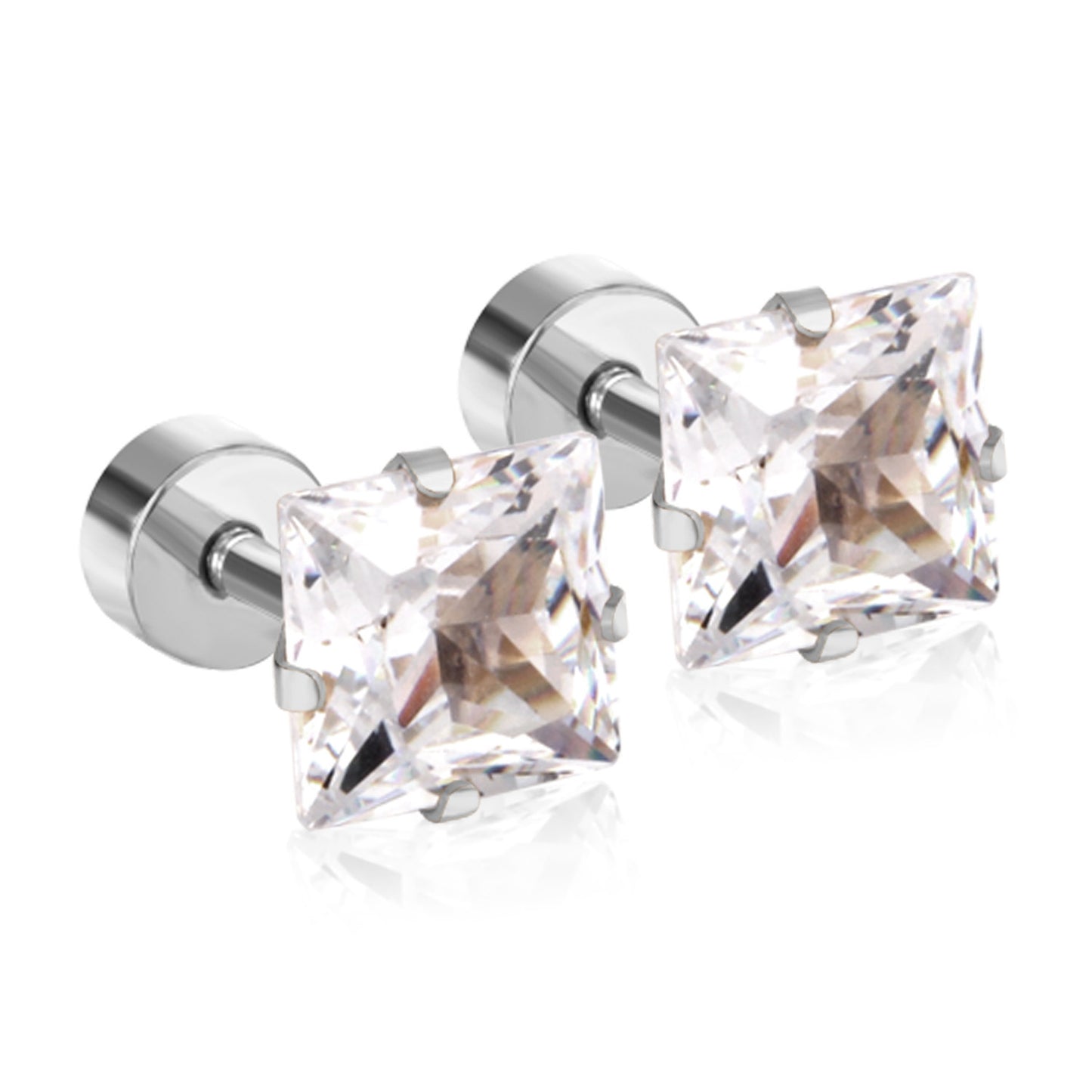 Simple Style Geometric Stainless Steel Zircon Ear Studs 1 Pair