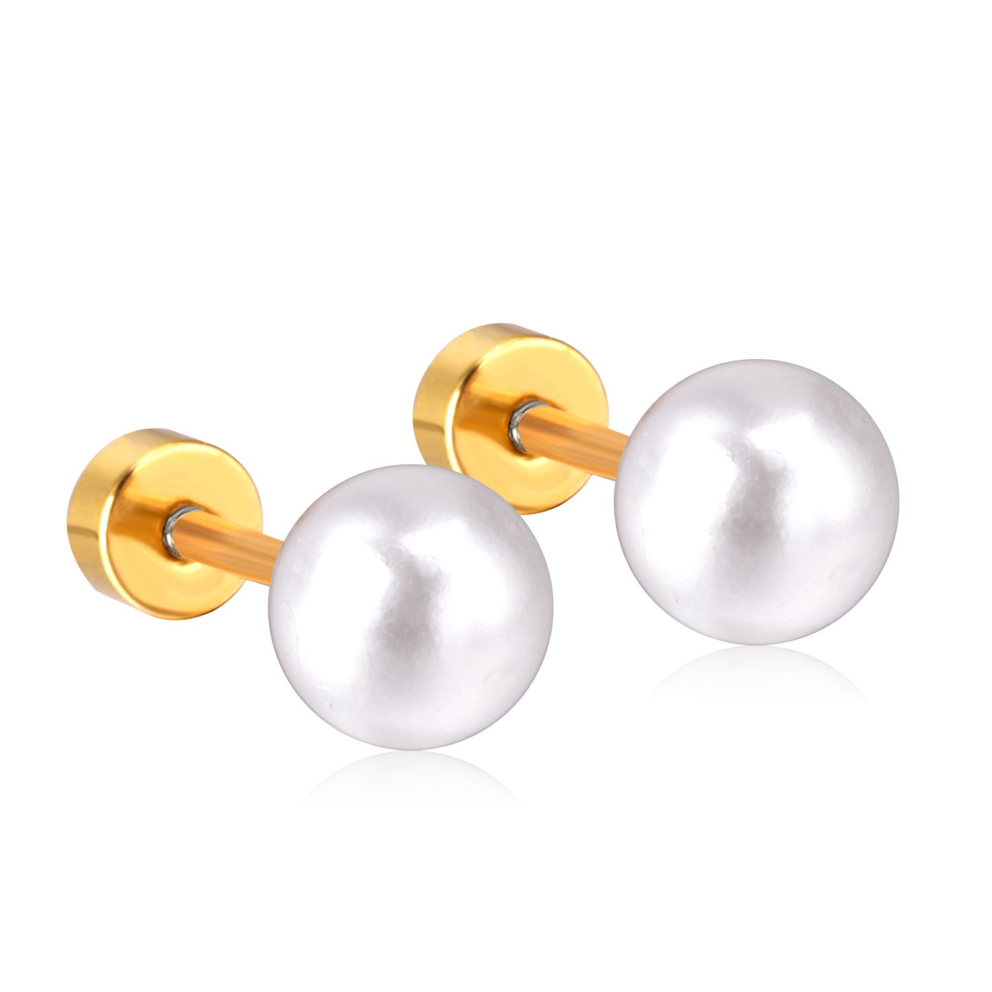 Fashion Geometric Stainless Steel Plating Pearl Ear Studs 1 Pair