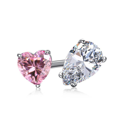 Sweet Water Droplets Heart Shape Sterling Silver Plating Zircon Rings