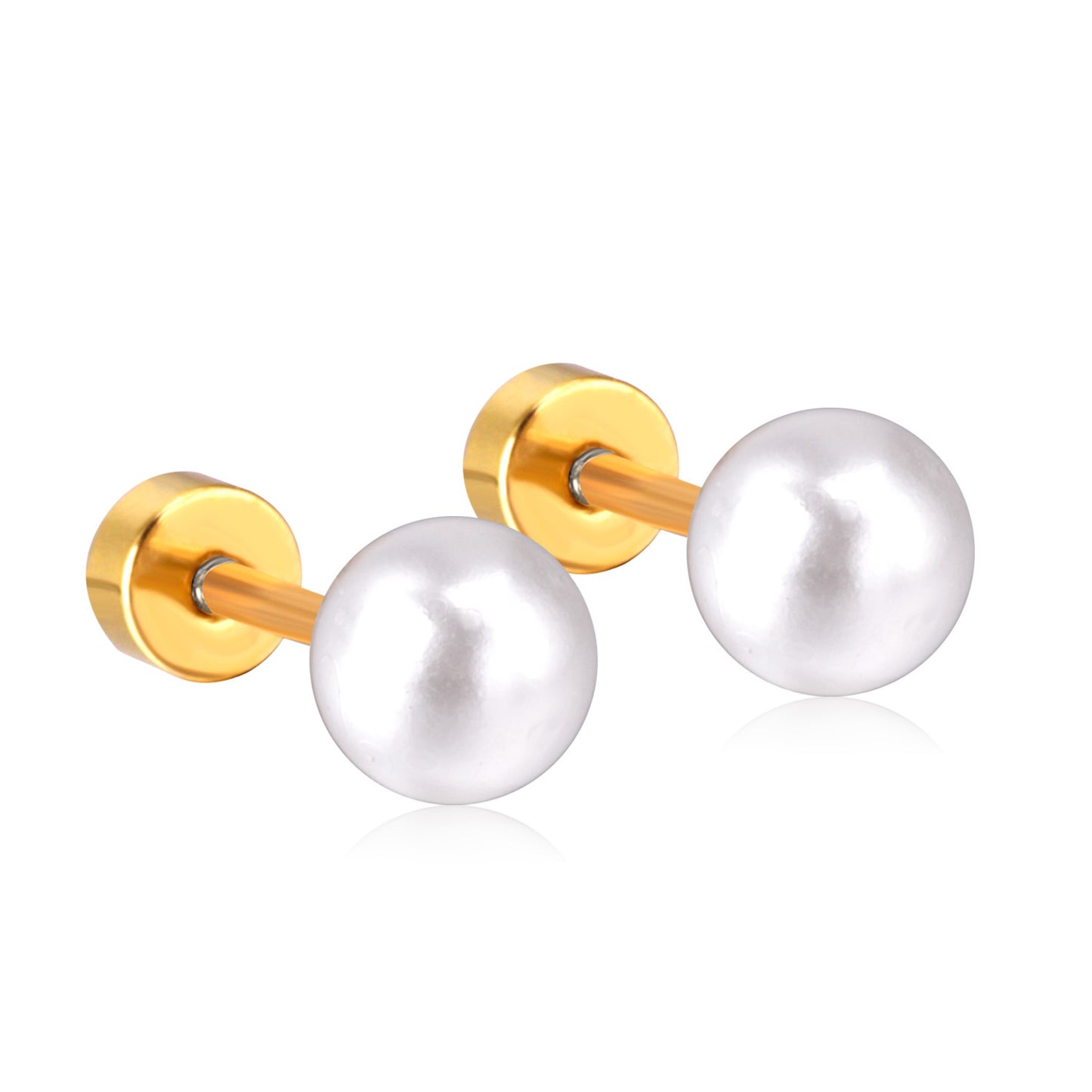 Fashion Geometric Stainless Steel Plating Pearl Ear Studs 1 Pair