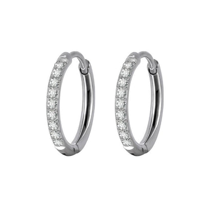 Simple Style Geometric Stainless Steel Rhinestones Hoop Earrings 1 Pair