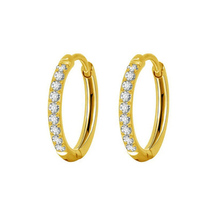 Simple Style Geometric Stainless Steel Rhinestones Hoop Earrings 1 Pair