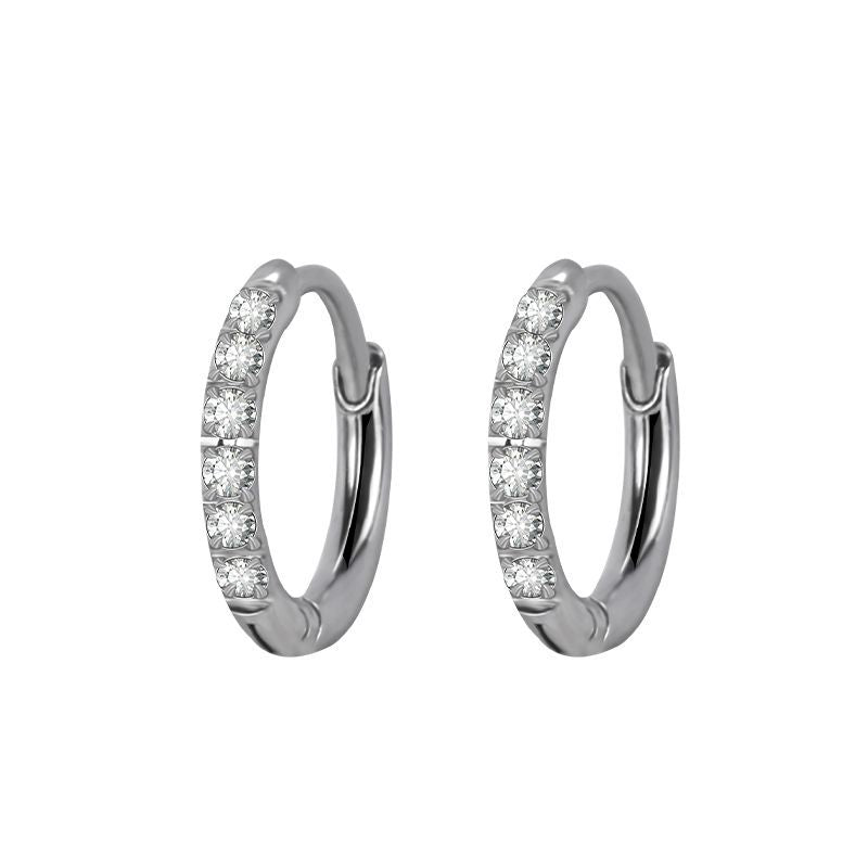 Simple Style Geometric Stainless Steel Rhinestones Hoop Earrings 1 Pair