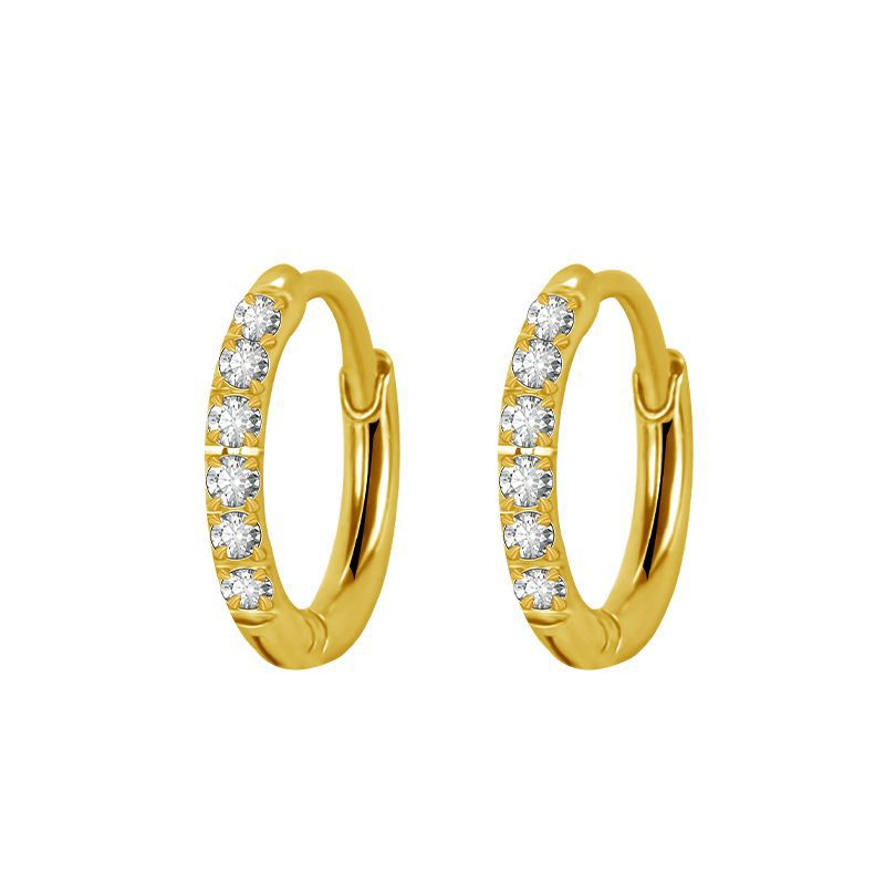 Simple Style Geometric Stainless Steel Rhinestones Hoop Earrings 1 Pair