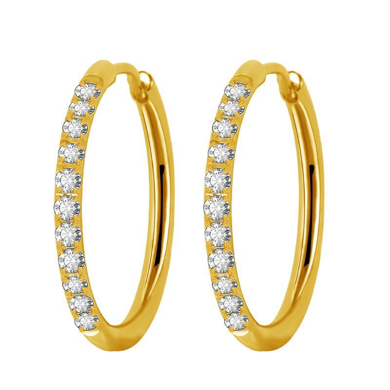 Simple Style Geometric Stainless Steel Rhinestones Hoop Earrings 1 Pair