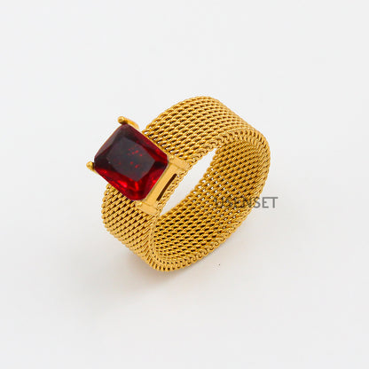 Simple Style Geometric Stainless Steel Inlay Zircon Rings 1 Piece