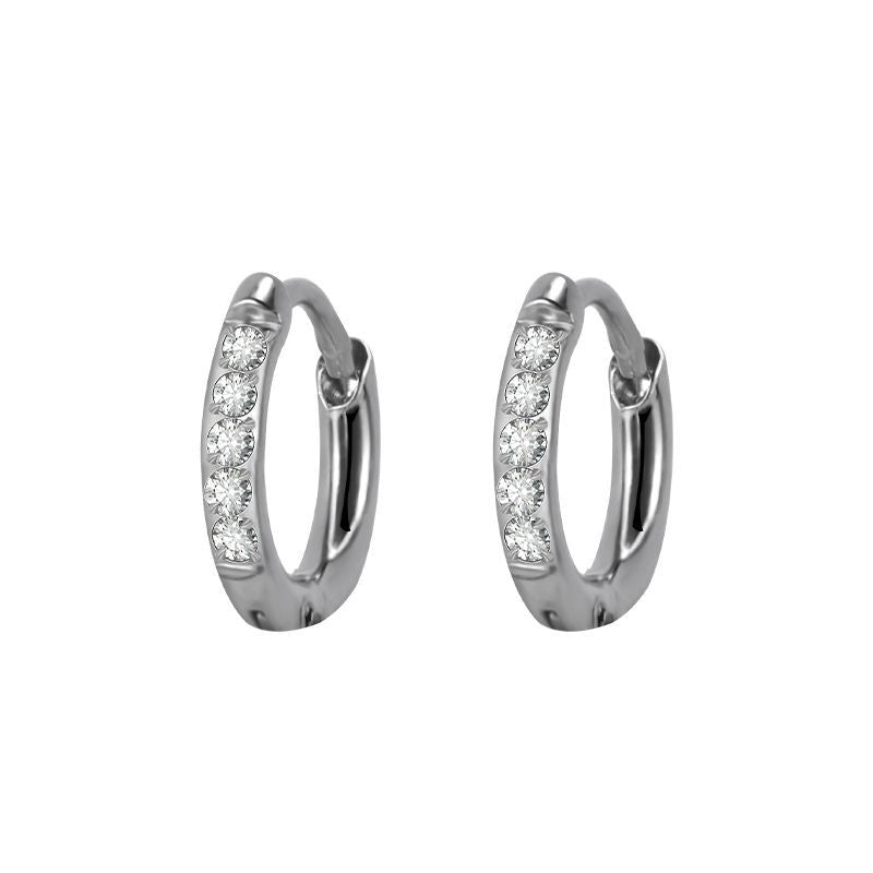 Simple Style Geometric Stainless Steel Rhinestones Hoop Earrings 1 Pair