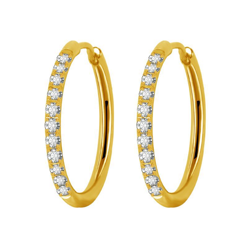 Simple Style Geometric Stainless Steel Rhinestones Hoop Earrings 1 Pair