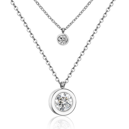 Modern Style Cross Four Leaf Clover Flower Stainless Steel Rhinestones Layered Necklaces