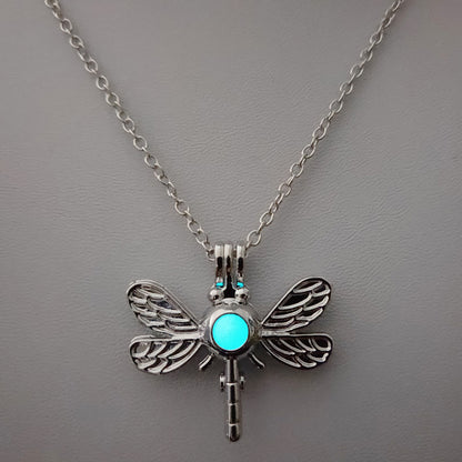 Retro Dragonfly Alloy Luminous Women's Men's Pendant Necklace 1 Piece